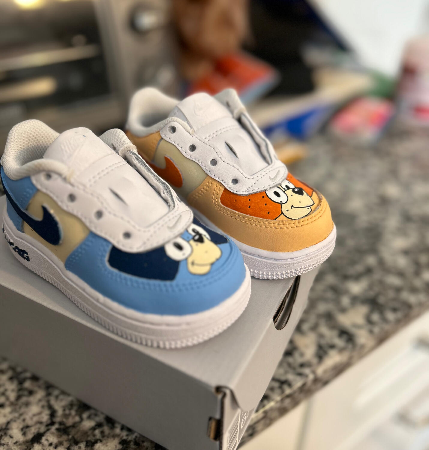 “Theses were gifted to my son for his 1st birthday- they came out perfect we got so many compliments when he would wear them out. I will definitely be ordering a new pair - his work is amazing you will not be disappointed” ⭐️⭐️⭐️⭐️⭐️ 🤩 -Yari